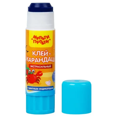 Клей-карандаш Мульти-Пульти "Енот на Кубе", 15г, с синим индикатором, экстра, ПВП 355468