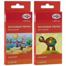 Мелки восковые Гамма "Мультики", 06цв., круглые, картон. упак., европодвес NEW 305855