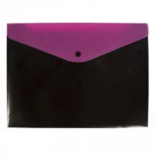 Папка-конверт 2 отделения, на кнопке Sahand, A4, 240х330, 160 мкм, карман для ручки и визитки, ассорти, матовая, с глянцевым рисунком, "BlackDiamond" 0377BD