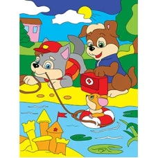 Холст с красками 18х24 см. ПУШИСТЫЕ ДРУЗЬЯ (Арт. Х-0383)