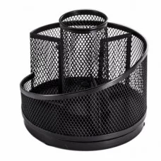 Подставка-органайзер д/канцтоваров, Alingar, металлическая,  14,2*14*13,6 см, 4 отделения, черная, вращается AL13250