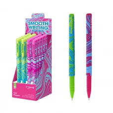 Ручка шариковая Yalong, на масляной основе, "Волны", 0,7 мм, синяя, игольчатый наконечник, цветной пластиковый корус, картонная коробка YL232701