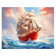Алмаз мозаика (клас.) 40х50 см, с подр., с полн. заполн. (30цв) Белоснежные паруса (Арт. НД-0641)