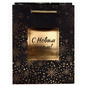 Dream Cards Пакет подар.с мат.лам.и тис.ф.31x40x12см(XL)Золотистый снегопад 190г ПКП-8280