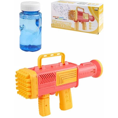 Генератор мыльных пузырей 50мл, на бат. (23х6.5х16см, цвет оранжевый , в коробке) (арт. МПЗ-8202) МПЗ-8202