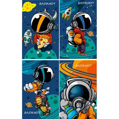Блокнот А7 40л. на гребне МУЛЬТЯШНЫЙ КОСМОС Б40-8821 в клетку TМ Profit
