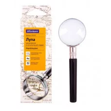 Лупа OfficeSpace, 40мм, 4-х кратное увеличение, в металлической оправе, карт. коробка, европодвес 235653