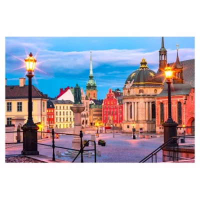 Холст с красками 30х40 см по номерам. Вечерняя площадь (10313140/030220/0006204,Китай)