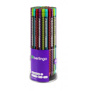 Карандаш ч/г Berlingo "Squares", круглый, с ластиком, заточен., пластиковый, ассорти 327733