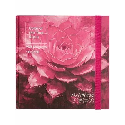 Скетчбук 48л. VIVA MAGENTA 48-5186 7БЦ матовая ламинация ляссе лен резинка 165х165мм