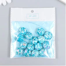 Бусины для творчества пластик "Мраморные. Голубой" набор 15 шт 1,7х1,7х1 см   9285329