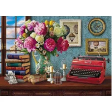 Алмаз.мозаика 40х50 c подр.,с частичн.заполн.(класс.),34цв. НАТЮРМОРТ С ЦВЕТ. И ПЕЧ. МАШИНК. ACD5030