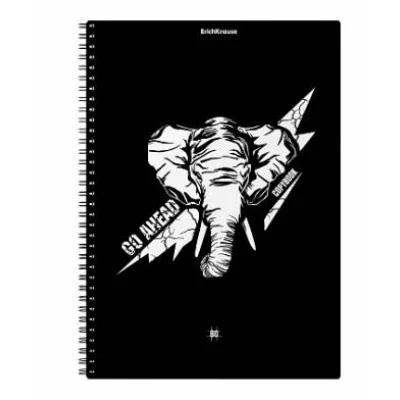 Тетрадь общая с пластиковой обложкой на спирали ErichKrause Go Аhead Black and White А4 80 листов клетка 54122