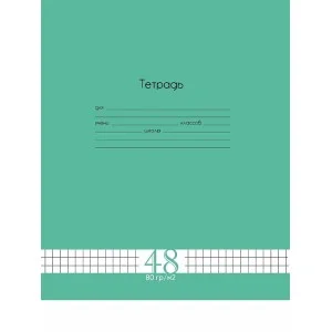 Тетрадь КЛЕТКА 48л. Fresh Line МЯТА 80г/м2, цветная мел обл. Т48-6026