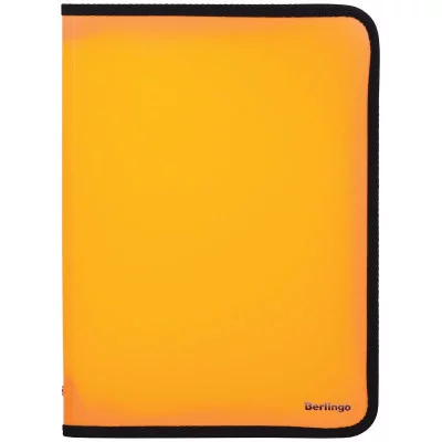 Папка на молнии Berlingo, А4, 500мкм, оранжевый неон 320220