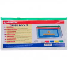 Папка-конверт на молнии ERICH KRAUSE 255*130мм, прозрачная, 0,14мм, 4563