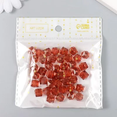 Бусины пластик "Кристалл многогранник. Каштан" прозрачный набор 20 гр 1х1х1 см   9431098