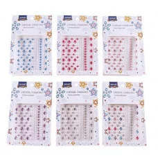 Стразы-наклейки акриловые АССОРТИ, 10.4*16 см, 6 дизайнов, ОПП-упаковка с европодвесом M-8645