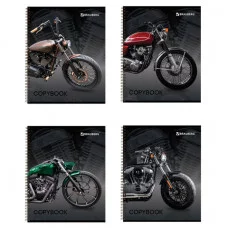 Тетрадь А5, 48 л., BRAUBERG ЭКО, гребень, клетка, обложка картон, МОТОЦИКЛЫ, 403055