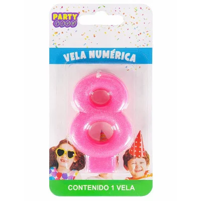Свеча для торта Ярко розовая. Цифра 8 С-3015
