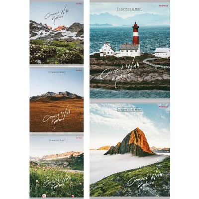 Тетрадь КЛЕТКА 48л. ВООДУШЕВЛЯЮЩИЕ ПЕЙЗАЖИ (Т48-6028) 80г/м2, цветная мел обл. Т48-6028