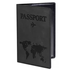 Обложка для паспорта "Passport Map", мягкая экокожа, графитовая, STAFF, 238875