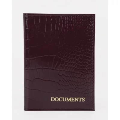 Обложка д/автодок, 10*1*13см, крокодил бордовый 1628250