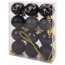 Набор ёлочных шаров 12 шт Чудеса, 4 см, черный с узором НУ-5629