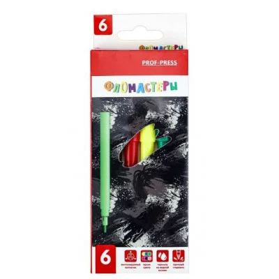 Фломастеры с вентилир колпачком 6цв. МИЛИТАРИ (ФВ-2566) в картон.коробке, ФВ-2566