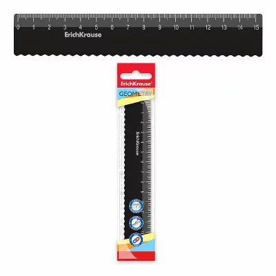 Линейка с волнистым краем пластиковая ErichKrause Classic, 15см, черный 61756