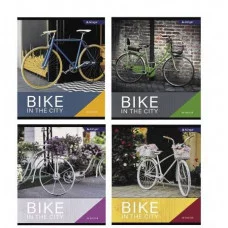Тетрадь 36л., А5, клетка, Alingar "Bike in the city", скрепка, мелованный картон (стандарт) , блок офсет, AL10362