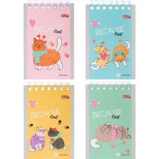 Блокнот А7 40л. на гребне КОШАЧЬЯ УЛЫБКА - 1 Б40-5726 в клетку TМ Profit