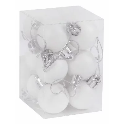 Новогоднее украшение. Набор белых ёлочных шаров 4 см 12 шт НУ-5359