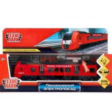 Модель металл свет-звук РЖД ЭЛЕКТРОПОЕЗД 17 см, двери, инерц, красн Технопарк 306655
