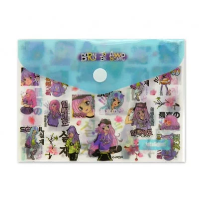 Папка с кнопкой А-6 CZ-97685 "Аниме девушка" INTELLIGENT 15х11см, пластик белый с рисунком (12/1500)  326248