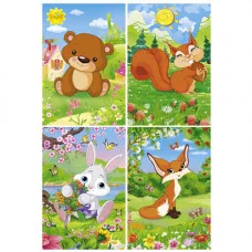 Пазлы 24 элемента. Размеры: изображение-120х176 мм, элемент – 29,3х30 Лесные зверята
