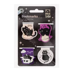 Закладки магнитные для книг, 4шт., MESHU "Meow Space", голографическая фольга 382179