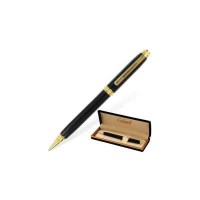 Ручка подарочная шариковая GALANT Black, корпус черный, золотистые детали, 0,7мм, синяя, 140405