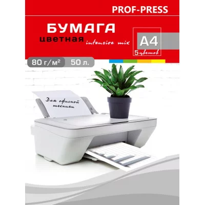 Бумага цветная INTENSIVE АССОРТИ 5цв. Б-3562 А4 80 г/м2. 50л.