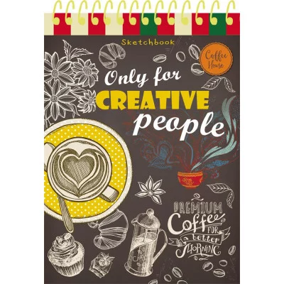 Скетчбук А5, 80л, ЗАВТРАК В КОФЕЙНЕ (80-9202), на спирали, обл.-целлюлозн. картон 80,9202