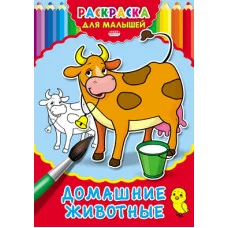 Раскраска А4 ДЛЯ МАЛЫШЕЙ. ДОМАШНИЕ ЖИВОТНЫЕ (Р-2478) 4л.,на скрепке,обл.-картон Р-2478