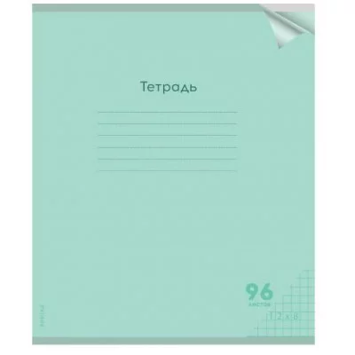 Тетрадь КЛЕТКА 96л. проз.пласт.обл. plastic cover КЛАССИКА NEW ЗЕЛЕНАЯ (96-1432) 1 дизайн 96-1432