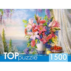 TOPpuzzle. ПАЗЛЫ 1500 элементов. РУКТП1500-1586 Русская коллекция. О.Дандорф. Букет с гладиолусами