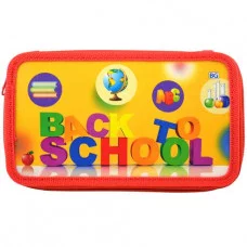Пенал BG большой 190х110 мм 2 отделения на молнии "Школьная пора" ламинированный