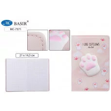 Блокнот детский: "ЛАПКА СКВИШ"; цветная обложка с рисунком; объёмная фигура сквиш в виде лапки, блок МС-7371