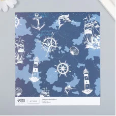 Бумага для скрапбукинга "Морской путь" плотность 180 гр 15,5х17 см   7907892