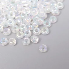 Бисер круглый размер 6/0 "Прозрачный с перламутром" 20 гр   6074999