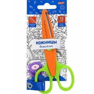 TM "Profit" Ножницы детские, оранжево-зелёные. МОНСТРИКИ 13 см (НЖ-1153) с фигур.лезв,в к/б,кр12/480 НЖ-1153