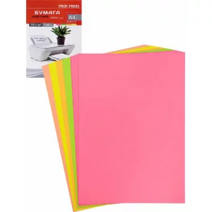 Цветная бумага для офисной техники neon mix Б-0607 А4, 100 л. 5 цветов 20л. 75г
