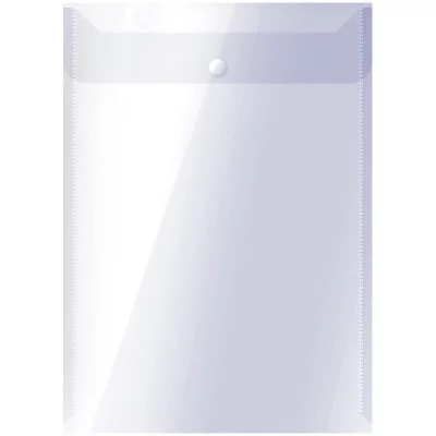 Папка-конверт на кнопке OfficeSpace А4, вертикальная, 150мкм, прозрачная Спейс 267526